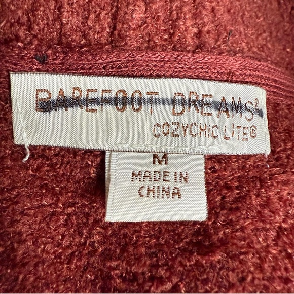 Barefoot Dreams Womens M CozyChic Light Circle Cardigan Burgundy Soft Open Front - Picture 6 of 8